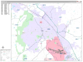 Marietta, GA Classic style ZIP Code wall map