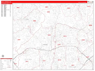 Sandy Springs, GA RedLine style ZIP Code wall map