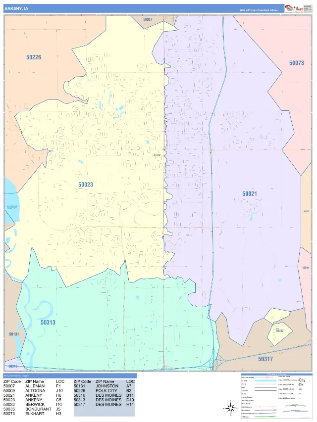 Ankeny, IA ZIP Code Wall Map, ColorCast style