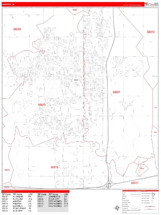 Ankeny, IA RedLine style ZIP Code wall map