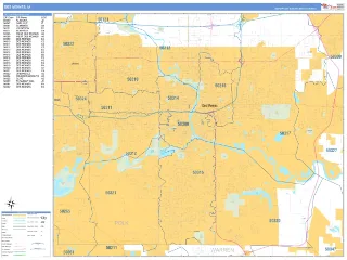 Des Moines, IA Business Reference style ZIP Code wall map