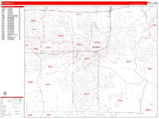Des Moines, IA RedLine style ZIP Code wall map