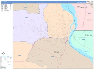 Dubuque, IA ColorCast style ZIP Code wall map