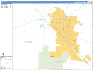Pocatello, ID Business Reference style ZIP Code wall map