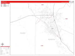 Pocatello, ID RedLine style ZIP Code wall map