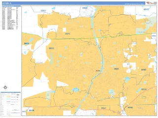 Aurora, IL Business Reference style ZIP Code wall map