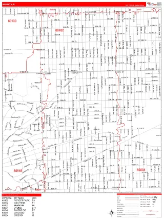 Berwyn, IL RedLine style ZIP Code wall map