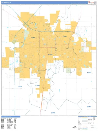 Champaign, IL Business Reference style ZIP Code wall map