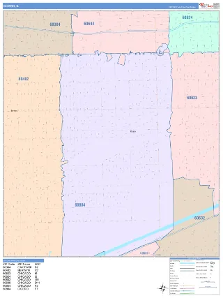 Cicero, IL ColorCast style ZIP Code wall map
