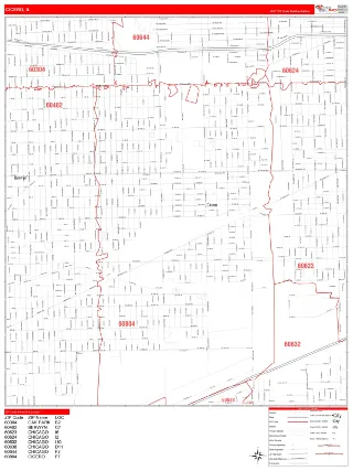Cicero, IL RedLine style ZIP Code wall map
