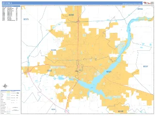 Decatur, IL Business Reference style ZIP Code wall map