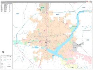 Decatur, IL Classic style ZIP Code wall map