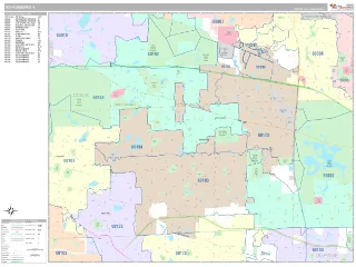 Schaumburg, IL Classic style ZIP Code wall map