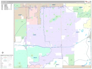 Tinley Park, IL Classic style ZIP Code wall map