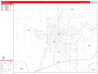 Anderson, IN RedLine style ZIP Code wall map