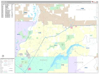 Fishers, IN Classic style ZIP Code wall map