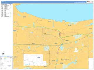 Gary, IN Business Reference style ZIP Code wall map