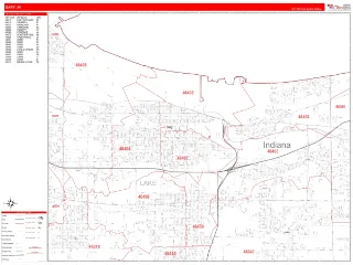 Gary, IN RedLine style ZIP Code wall map