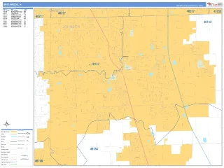 Greenwood, IN Business Reference style ZIP Code wall map