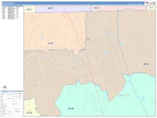 Greenwood, IN ColorCast style ZIP Code wall map