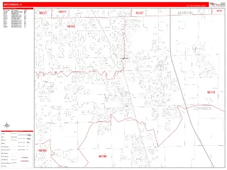 Greenwood, IN RedLine style ZIP Code wall map