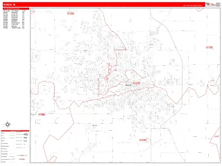 Muncie, IN RedLine style ZIP Code wall map