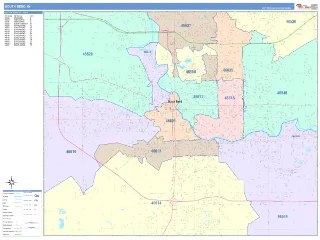 South Bend, IN ColorCast style ZIP Code wall map