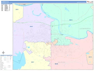 Lawrence, KS ColorCast style ZIP Code wall map