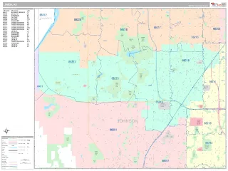Lenexa, KS Classic style ZIP Code wall map