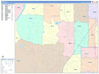 Lenexa, KS ColorCast style ZIP Code wall map
