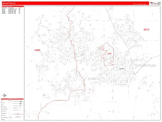 Manhattan, KS RedLine style ZIP Code wall map