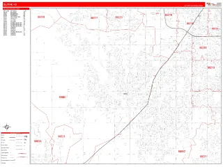 Olathe, KS RedLine style ZIP Code wall map