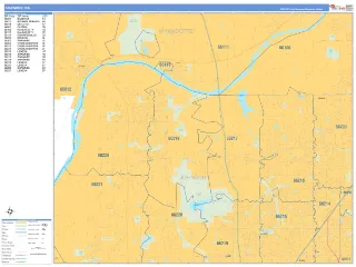 Shawnee, KS Business Reference style ZIP Code wall map