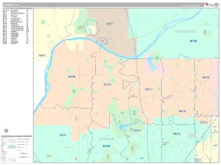 Shawnee, KS Classic style ZIP Code wall map