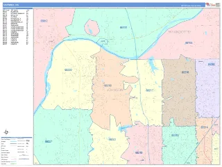Shawnee, KS ColorCast style ZIP Code wall map