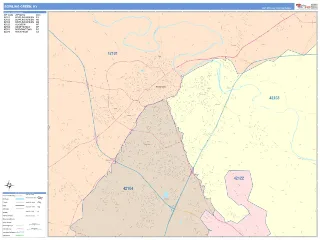Bowling Green, KY ColorCast style ZIP Code wall map