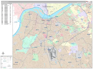 Louisville, KY Classic style ZIP Code wall map