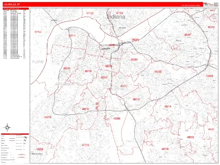 Louisville, KY RedLine style ZIP Code wall map