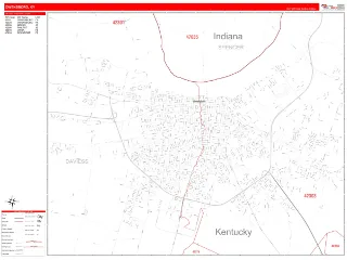 Owensboro, KY RedLine style ZIP Code wall map