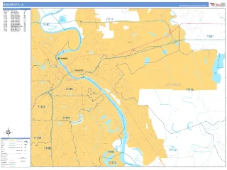 Bossier City, LA Business Reference style ZIP Code wall map