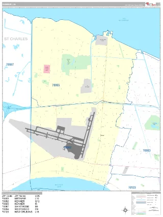 Kenner, LA Classic style ZIP Code wall map
