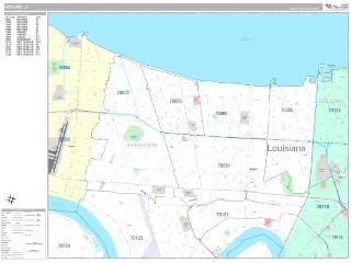 Metairie, LA Classic style ZIP Code wall map