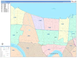 Metairie, LA ColorCast style ZIP Code wall map