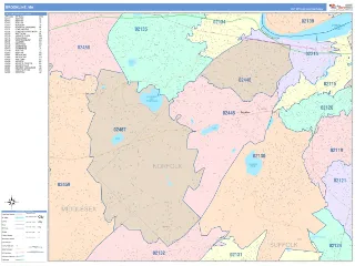 Brookline, MA ColorCast style ZIP Code wall map
