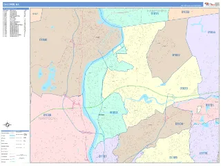 Chicopee, MA ColorCast style ZIP Code wall map