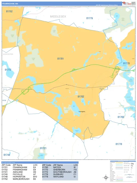 Framingham, MA city map