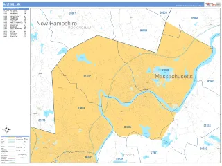 Haverhill, MA Business Reference style ZIP Code wall map