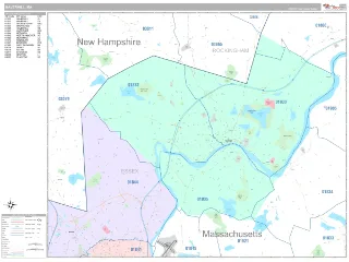 Haverhill, MA Classic style ZIP Code wall map