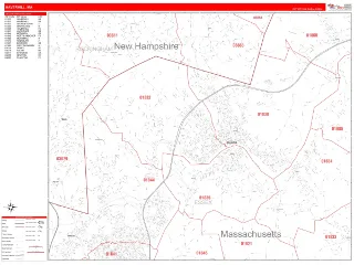 Haverhill, MA RedLine style ZIP Code wall map