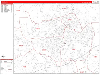 Lowell, MA RedLine style ZIP Code wall map